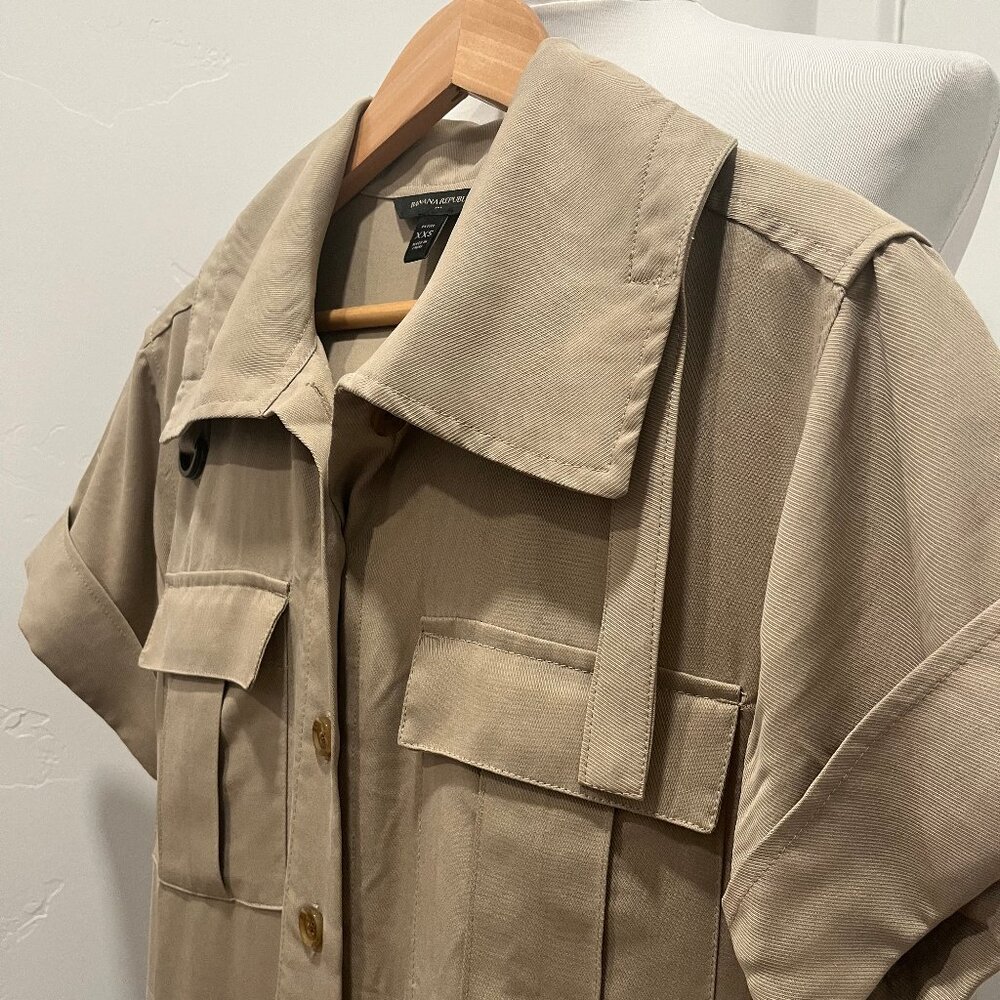 Banana Republic Factory Beige Short-Sleeve Utility Jumpsuit - Picture 4 of 4